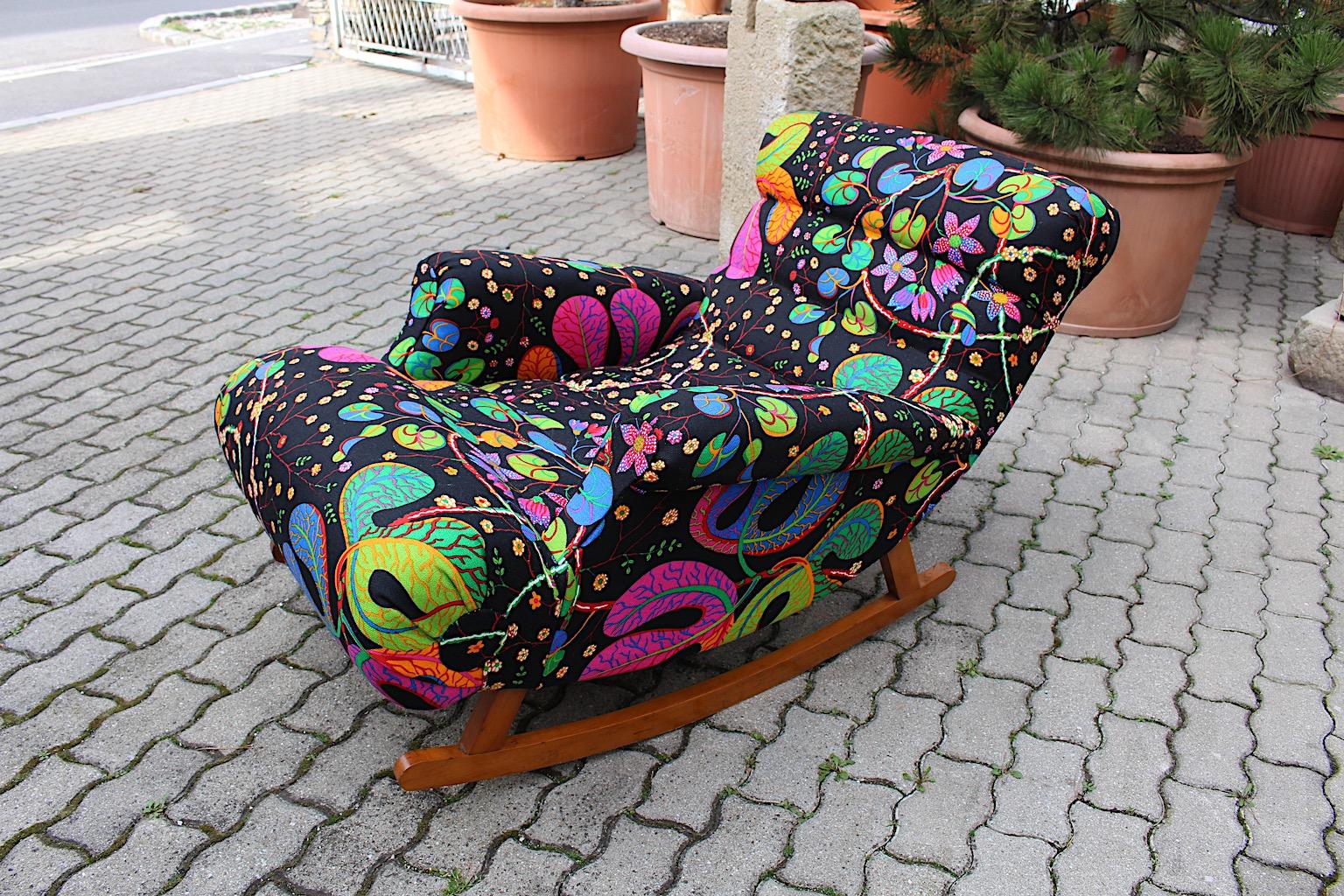 Art Deco Adolf Loos Style Josef Frank Fabric Vintage Rocking Lounge Chair 1920s  For Sale 5