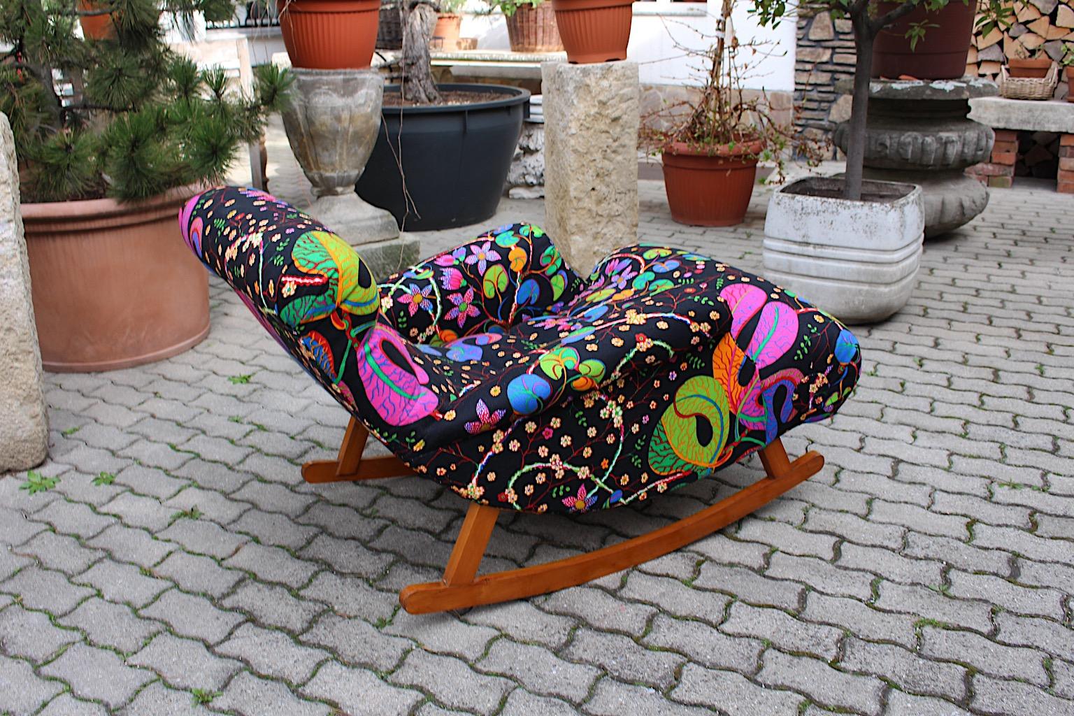 Art Deco Adolf Loos Style Josef Frank Fabric Vintage Rocking Lounge Chair 1920s  For Sale 6