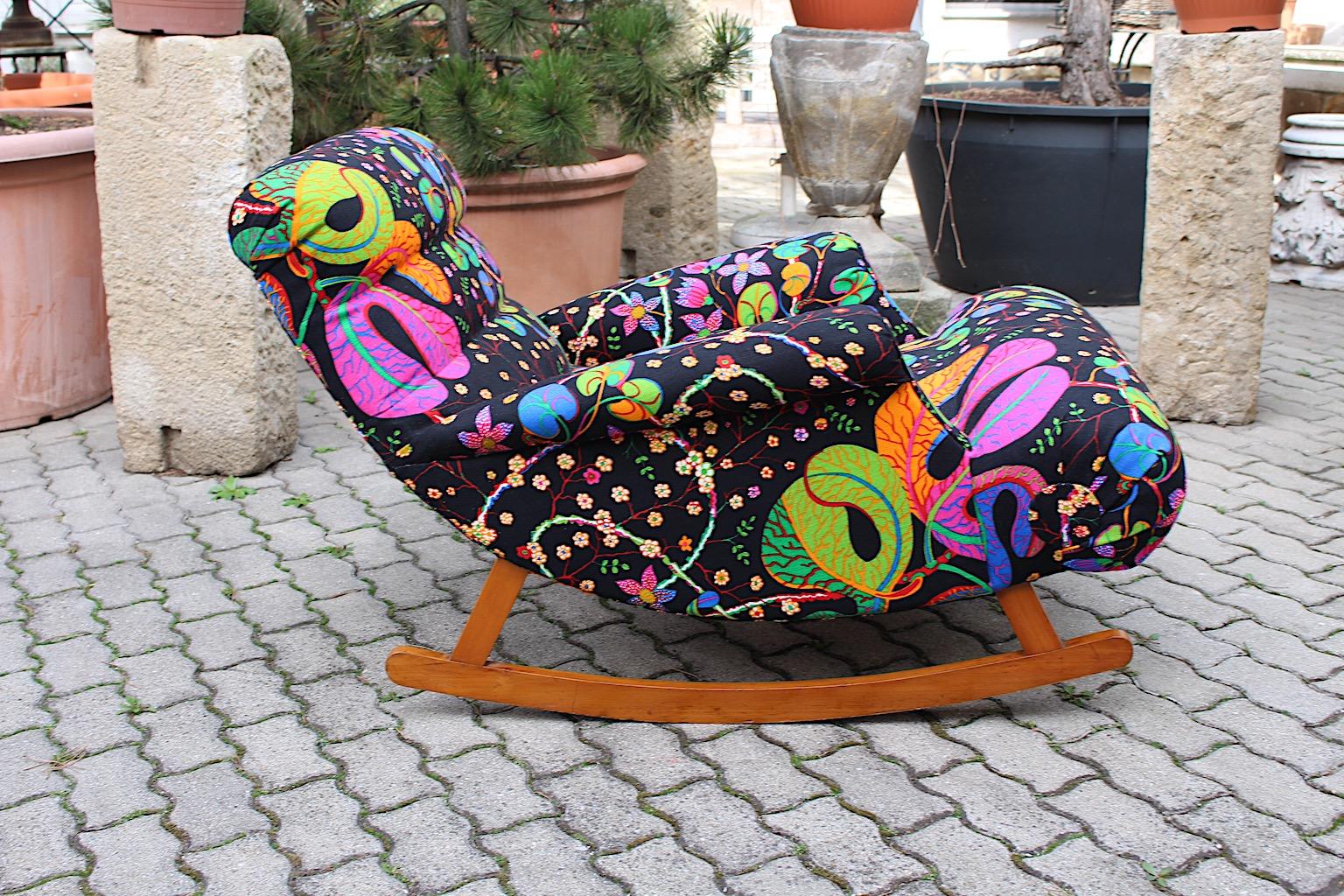 Art Deco Adolf Loos Style Josef Frank Fabric Vintage Rocking Lounge Chair 1920s  For Sale 7