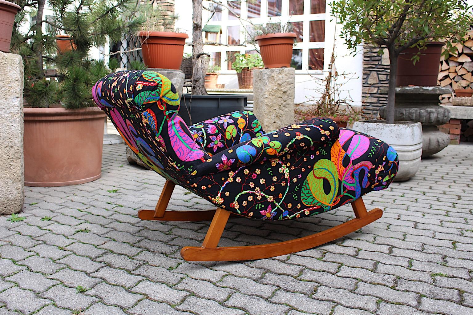 Art Deco Adolf Loos Style Josef Frank Fabric Vintage Rocking Lounge Chair 1920s  For Sale 8