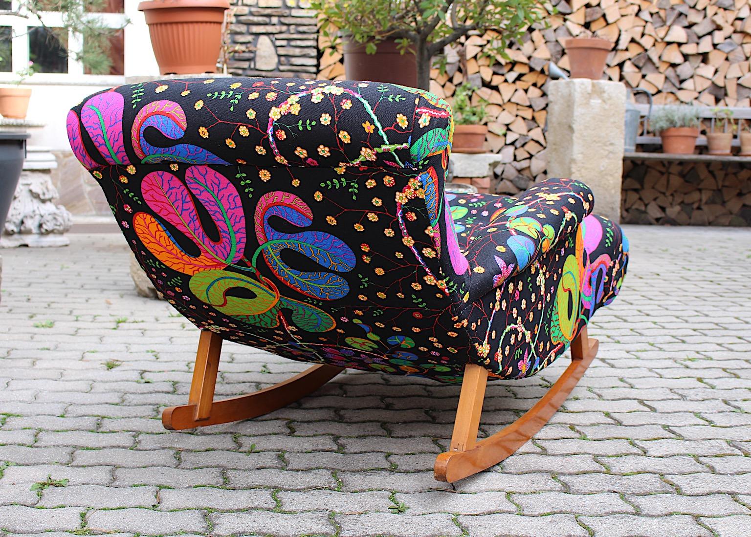 Art Deco Adolf Loos Style Josef Frank Fabric Vintage Rocking Lounge Chair 1920s  For Sale 9