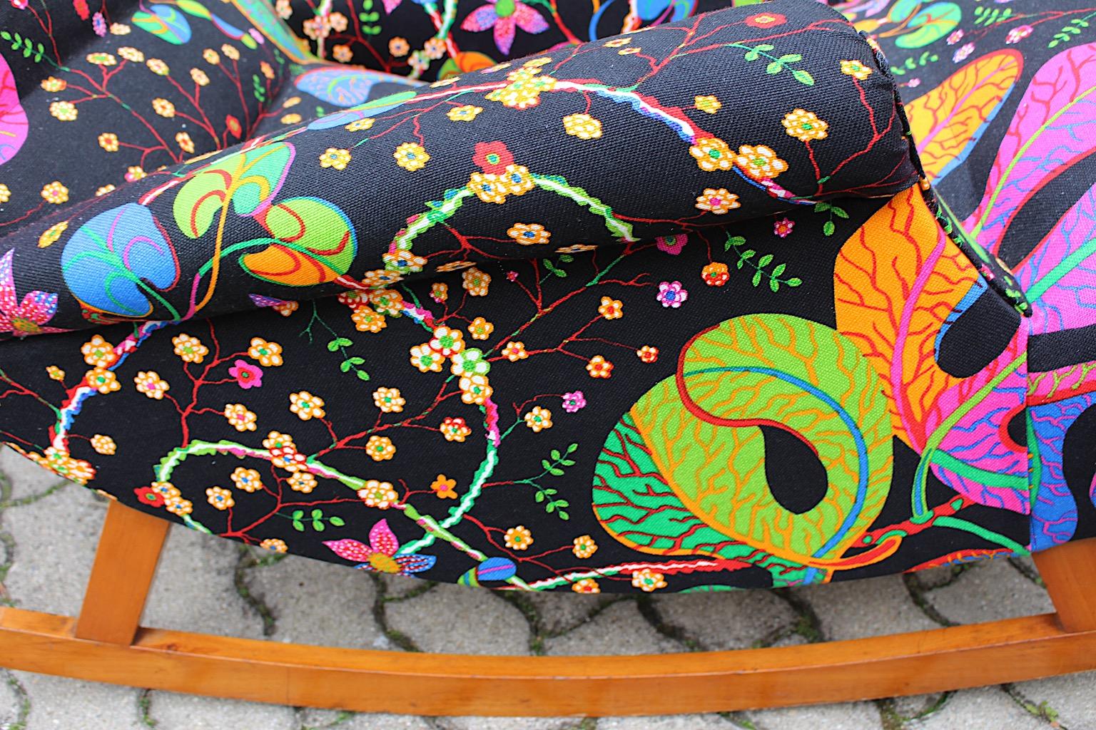 Art Deco Adolf Loos Style Josef Frank Fabric Vintage Rocking Lounge Chair 1920s  For Sale 13
