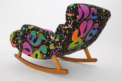 Art Deco Adolf Loos Style Josef Frank Fabric Vintage Rocking Lounge Chair 1920s