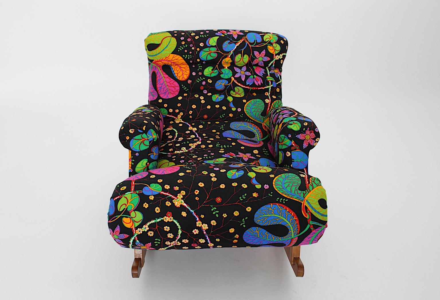Art Deco Adolf Loos Style Josef Frank Fabric Vintage Rocking Lounge Chair 1920s  For Sale 15