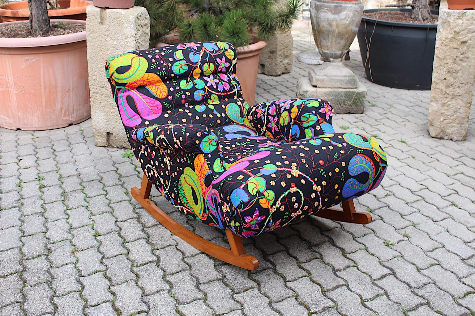 Art Deco Adolf Loos Style Josef Frank Fabric Vintage Rocking Lounge Chair 1920s  For Sale 1
