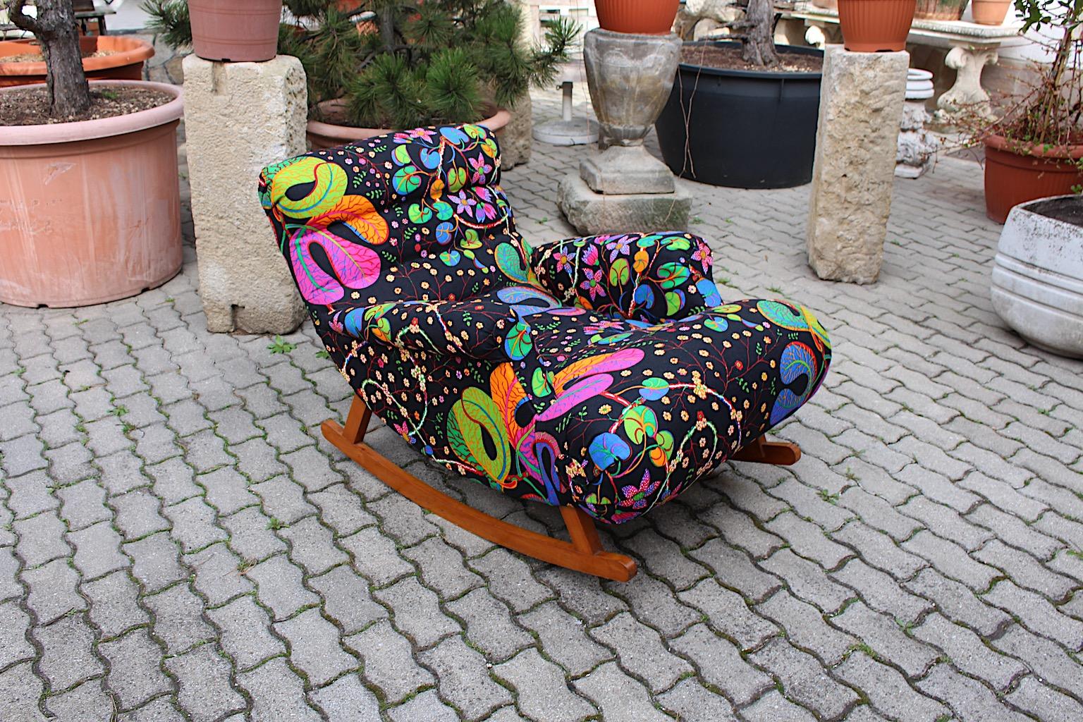 Art Deco Adolf Loos Style Josef Frank Fabric Vintage Rocking Lounge Chair 1920s  For Sale 2