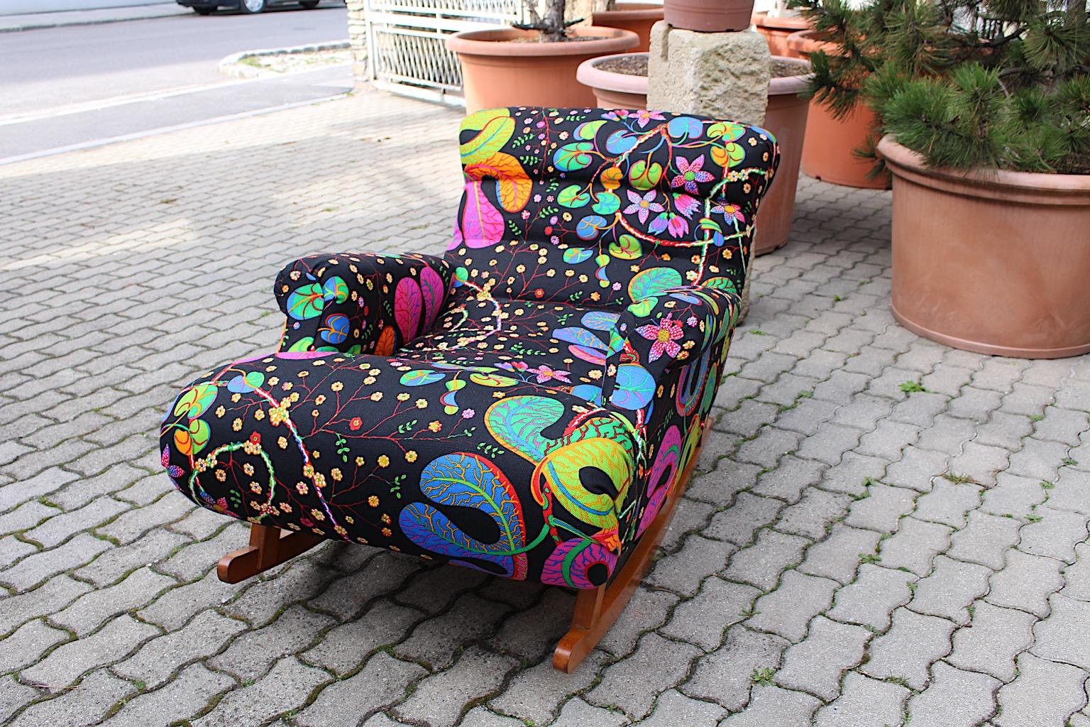 Art Deco Adolf Loos Style Josef Frank Fabric Vintage Rocking Lounge Chair 1920s  For Sale 3