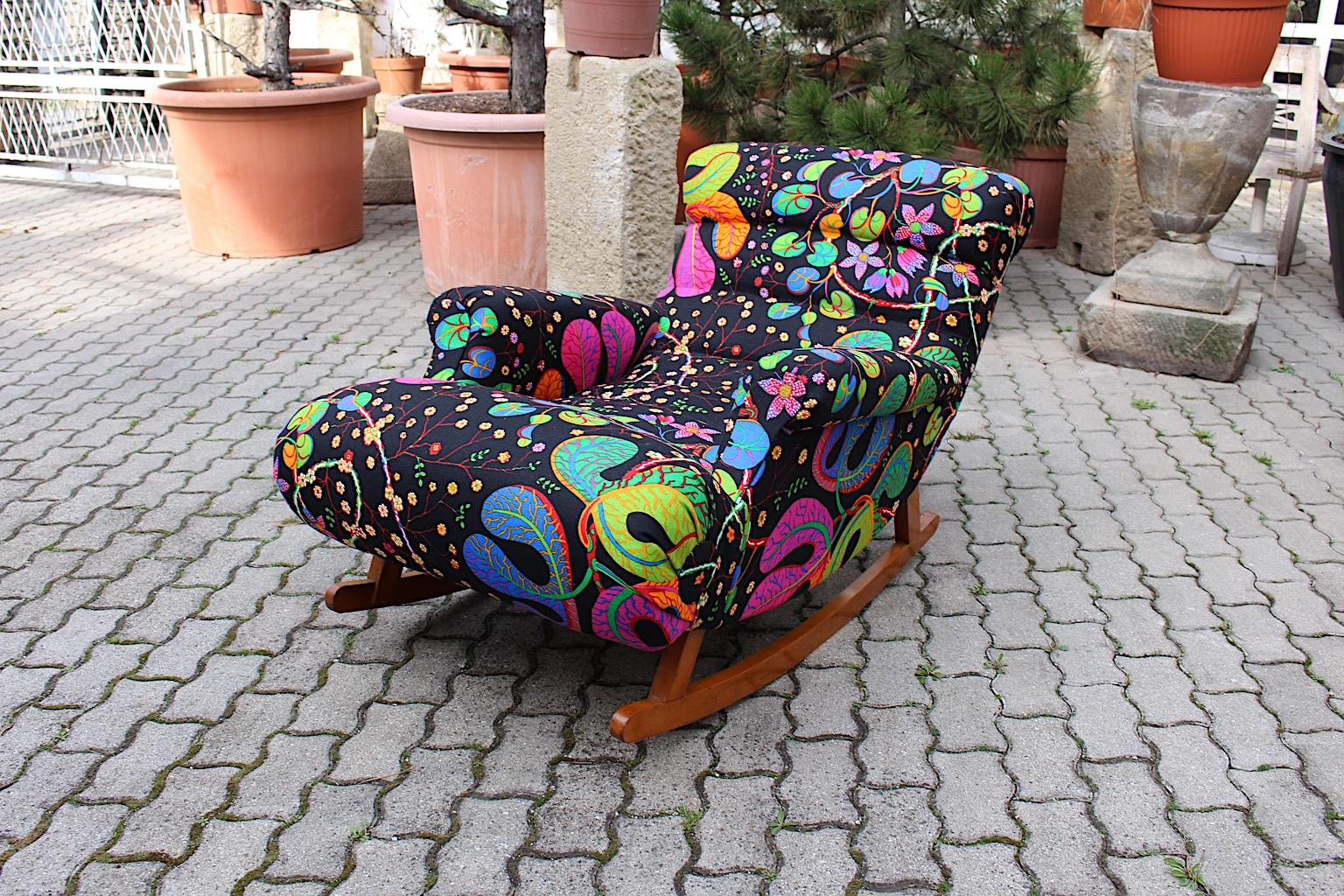 Art Deco Adolf Loos Style Josef Frank Fabric Vintage Rocking Lounge Chair 1920s  For Sale 4