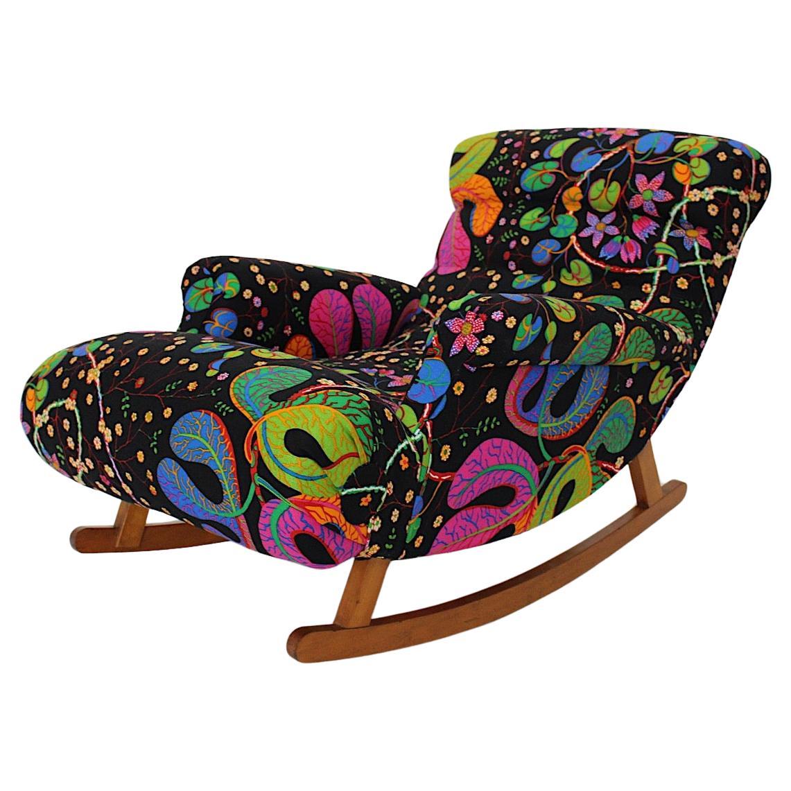 Art Deco Adolf Loos Style Josef Frank Fabric Vintage Rocking Lounge Chair 1920s  For Sale