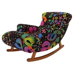 Art Deco Adolf Loos Style Josef Frank Fabric Vintage Rocking Lounge Chair 1920s 