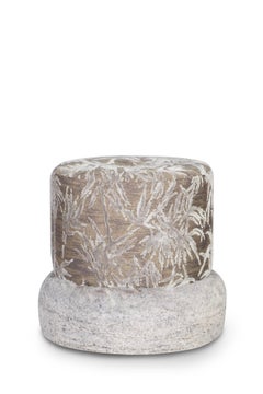 Art Deco Adonis Pouf Ottoman Jacquard Faux Fur Handmade Portugal by Greenapple