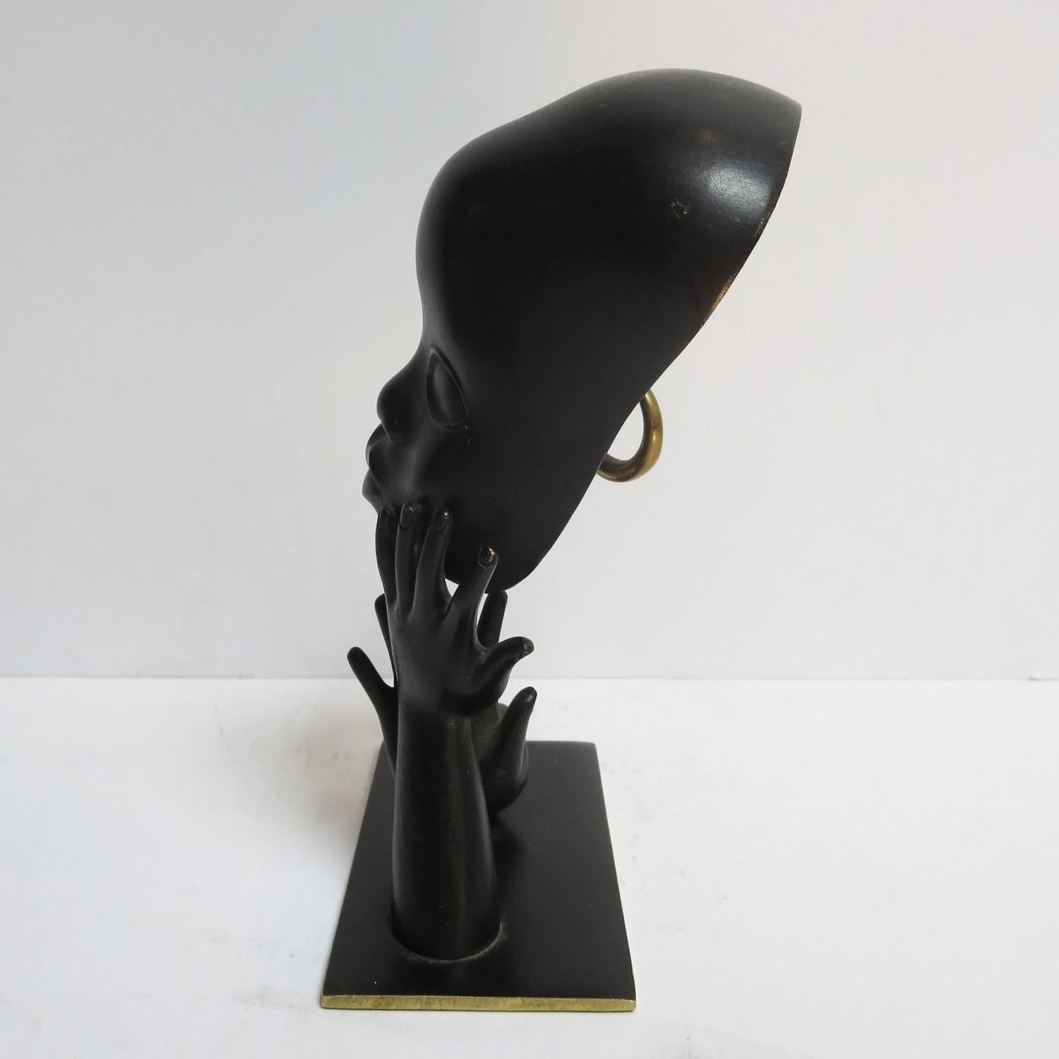 Austrian Art Deco African Head Sculpture by Karl Hagenauer