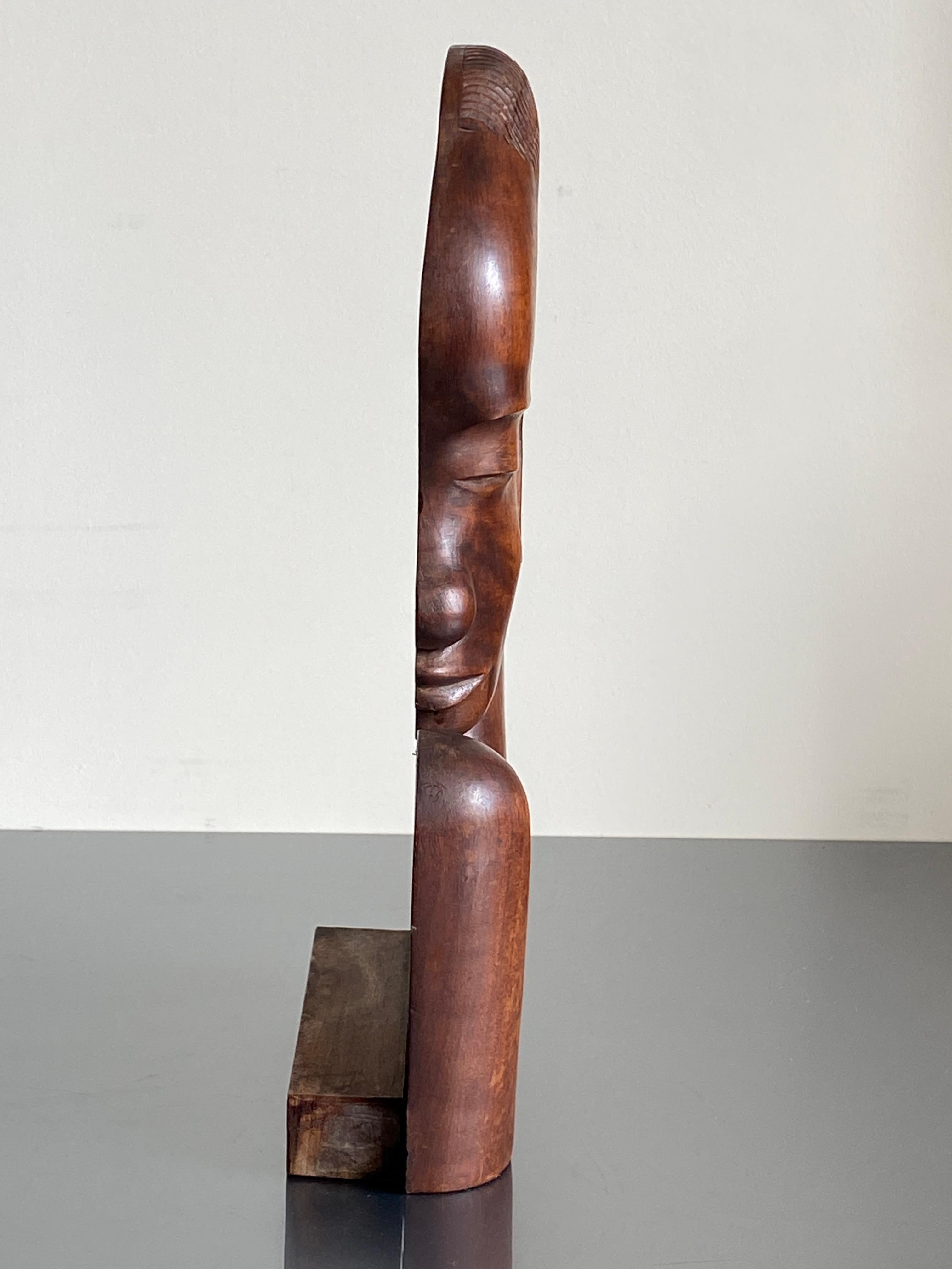 Cherry Art Deco African Sculptural Bust in the style of Karl Hagenauer For Sale