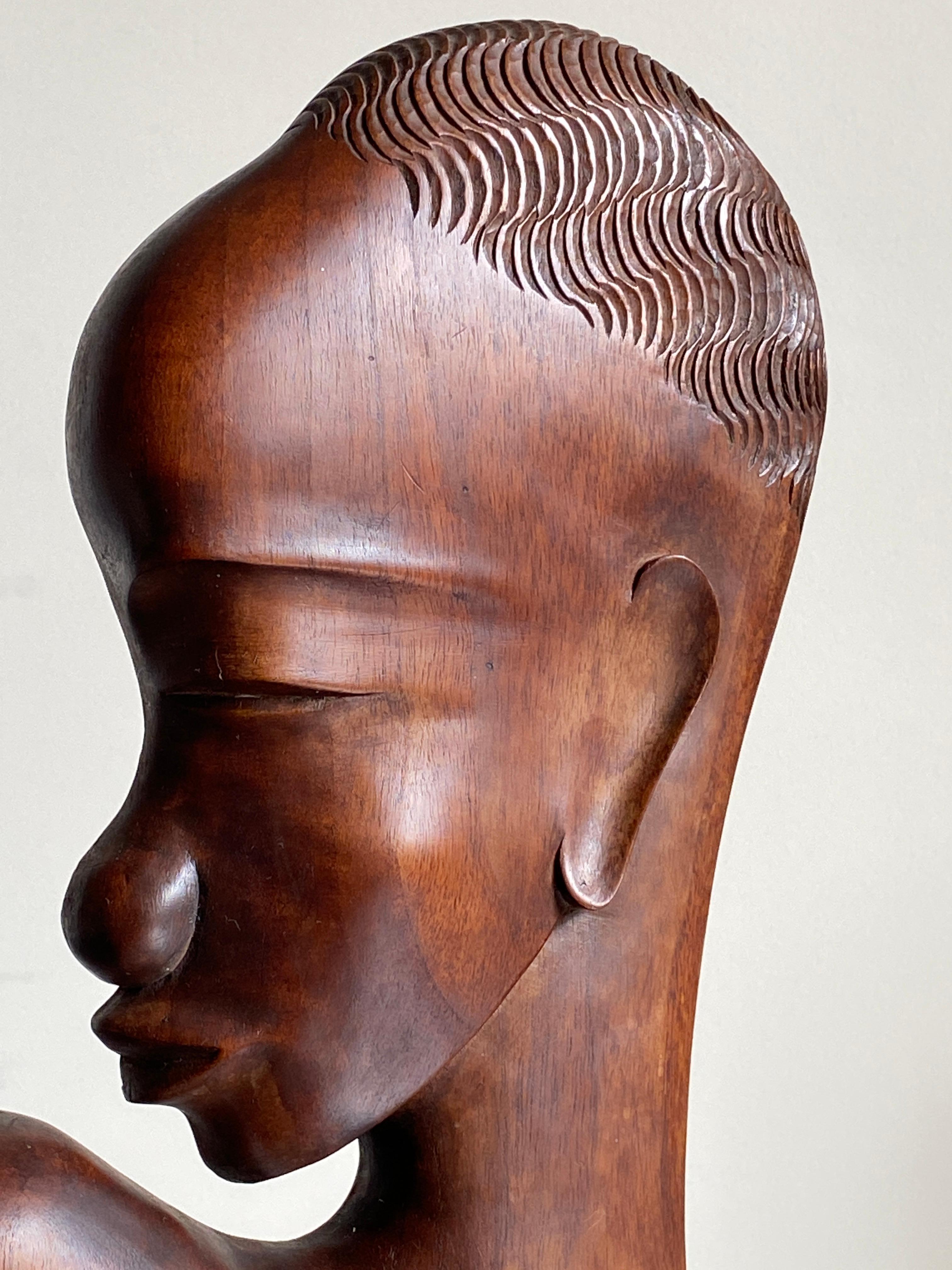 Cerise Buste africain sculpté dans le style de Karl Hagenauer