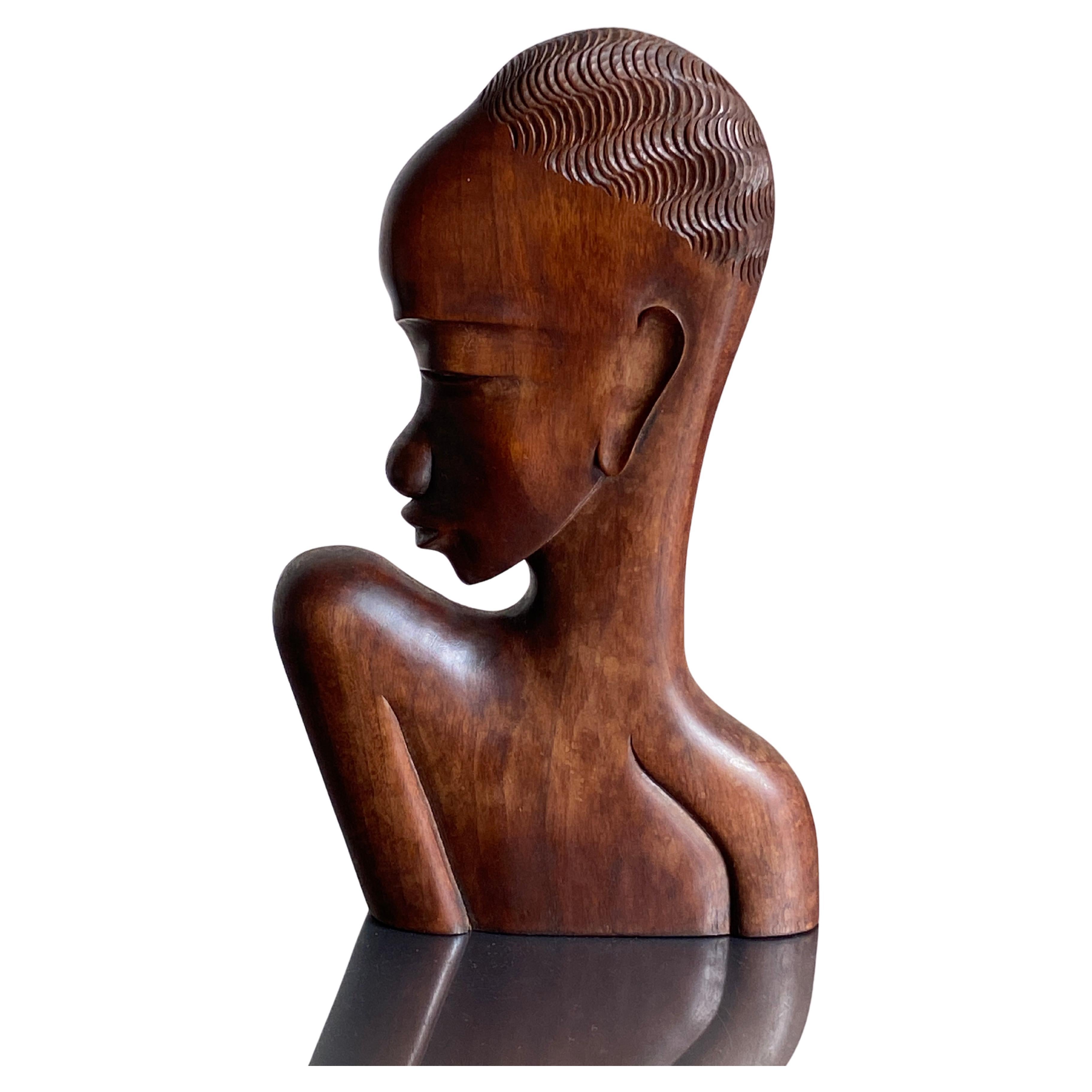 Busto scultoreo africano Art Deco nello stile di Karl Hagenauer