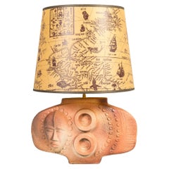 Art Déco "Africanist" Terracotta Lamp Signed