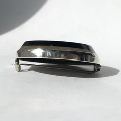 Art Deco Agate and Silver Target Brooch