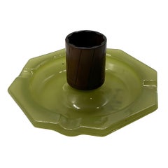 Art Deco Agate & Copper Match Holder Ashtray, Pair