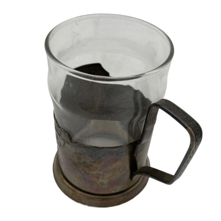 Milieu du XXe siècle Tasse à bière Art déco « Age of Progress » en métal argenté et verre en vente