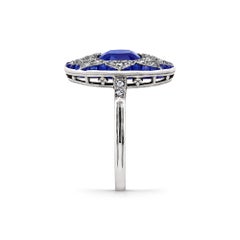 Art Deco AGL Certified 1.84 Carat Kashmir Natural Sapphire Diamond Platinum Ring