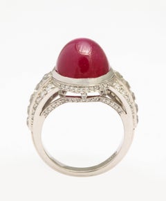 AGL Certified No-Heat Burma Star Ruby and Diamond Platinum Ring