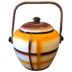 Art Deco Airbrushed Ceramic Italian Biscuit Box, circa 1930