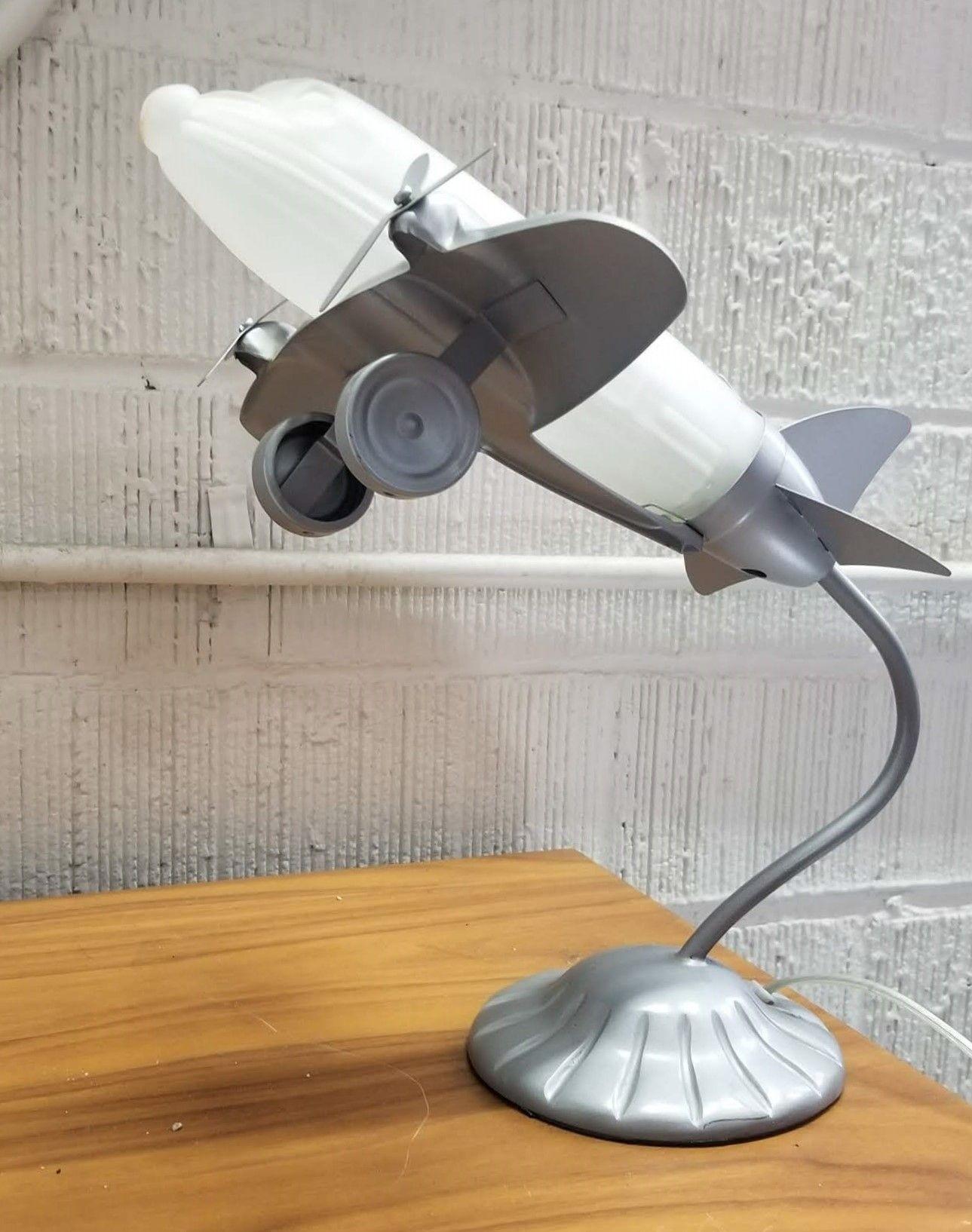 Art Deco Airplane Frosted Glass Table Lamp 2
