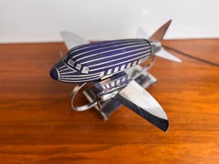 Art Deco Airplane Lamp, Chrome and Glass, Original 1937 Design, USA