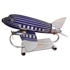 Art Deco Airplane Lamp, Chrome and Glass, Original 1937 Design, USA