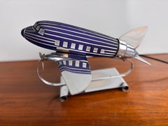 Art Deco Airplane Lamp, Chrome and Glass, Original 1937 Design, USA