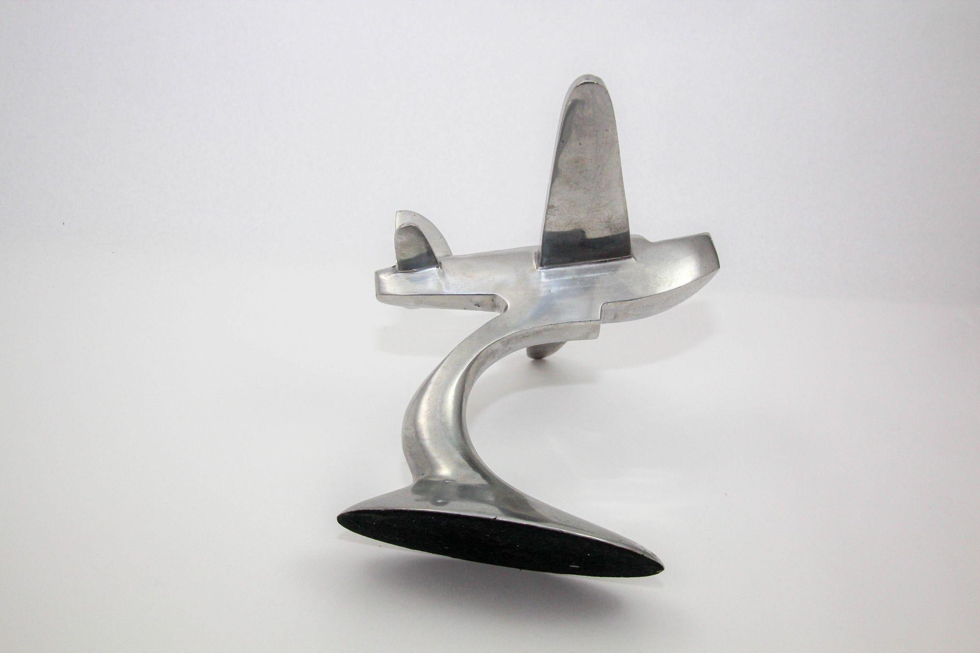 Art-Déco-Flugzeug-Skulptur des Boeing 314-Klapps aus Aluminiumguss im Angebot 3