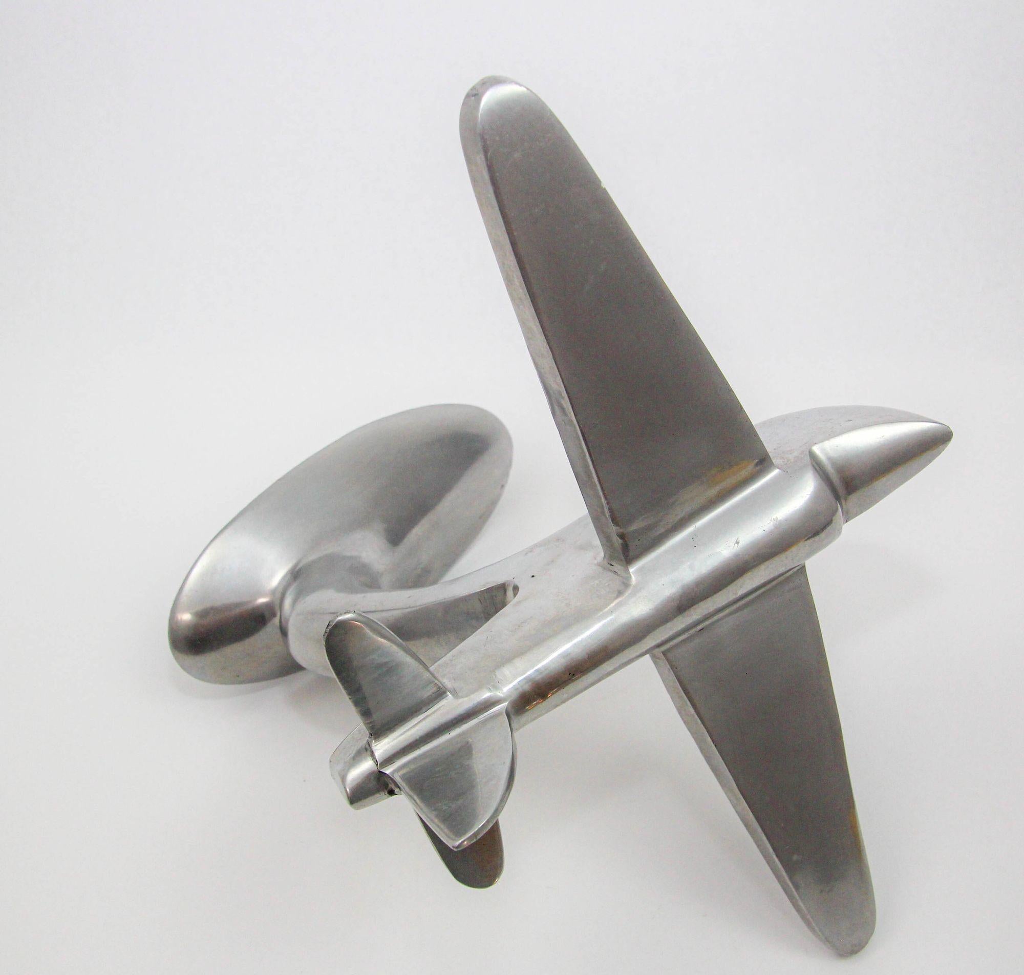 Art-Déco-Flugzeug-Skulptur des Boeing 314-Klapps aus Aluminiumguss im Angebot 5