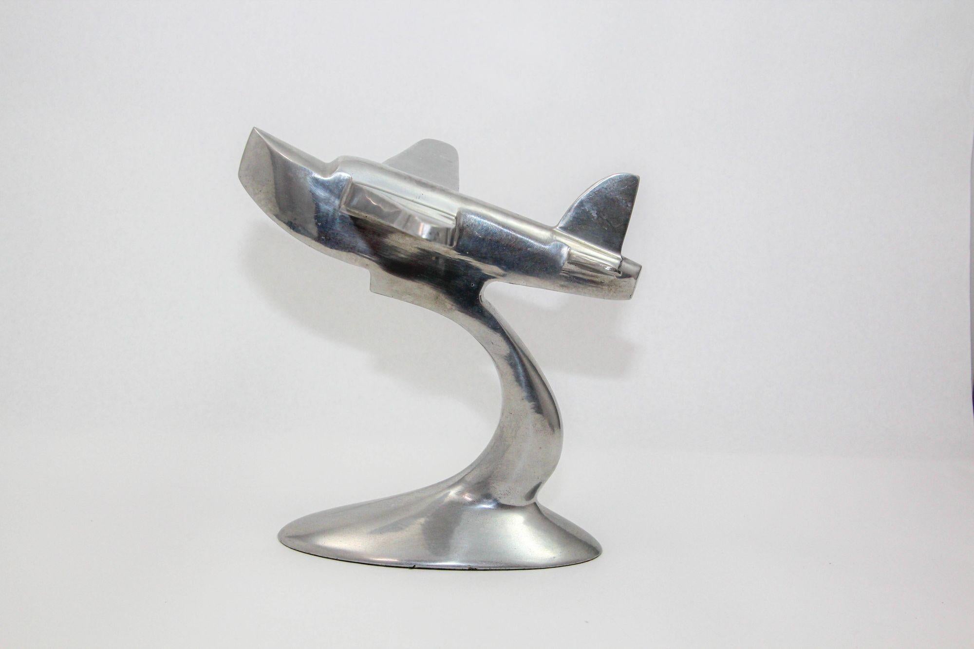 Art-Déco-Flugzeug-Skulptur des Boeing 314-Klapps aus Aluminiumguss (Metall) im Angebot