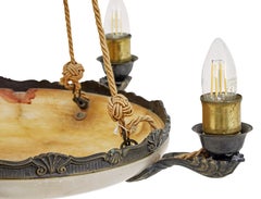 Art deco alabaster 4 arm ceiling pendant light