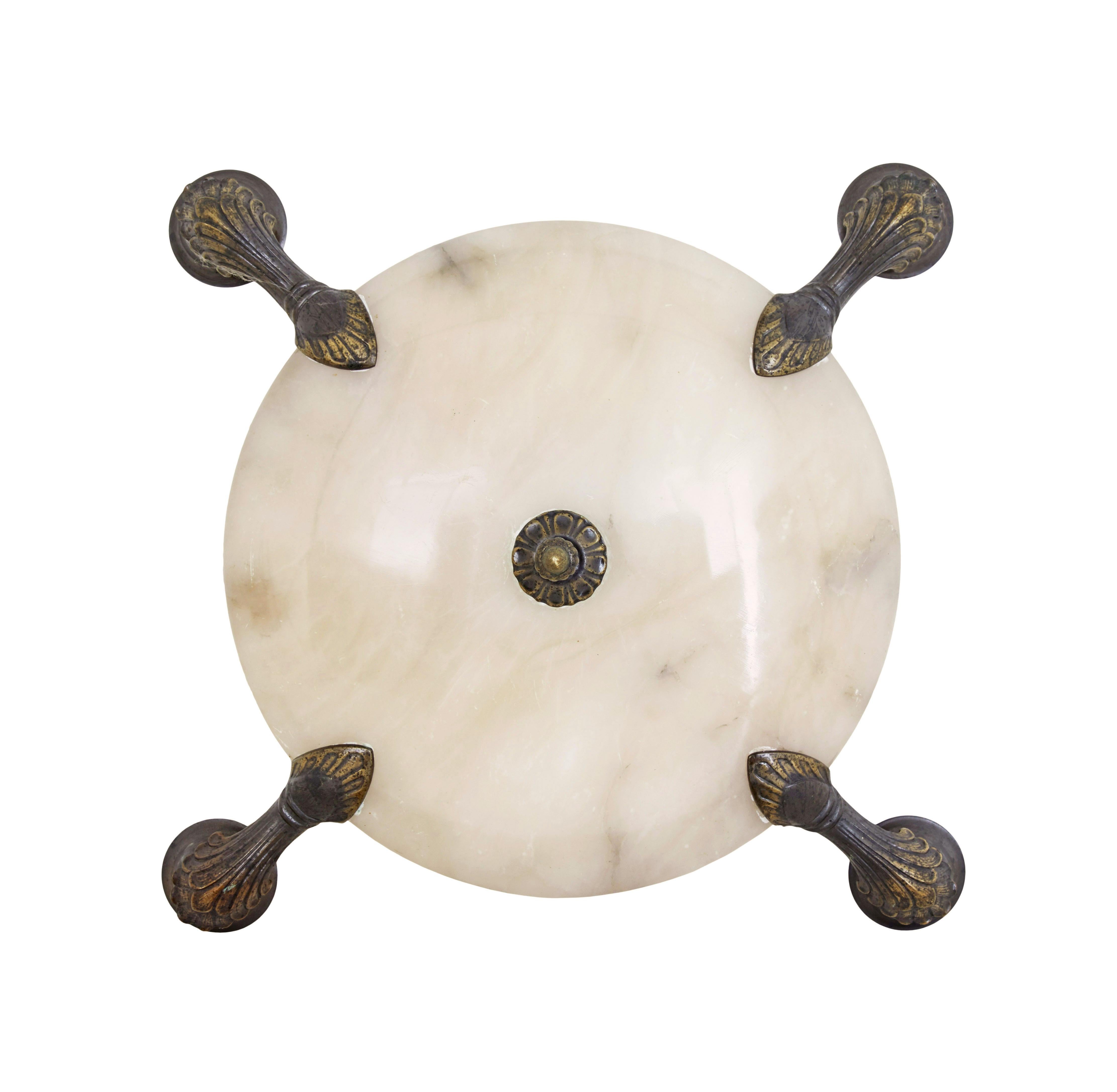 Calco Lampada a sospensione da soffitto a 4 bracci in alabastro Art déco in vendita