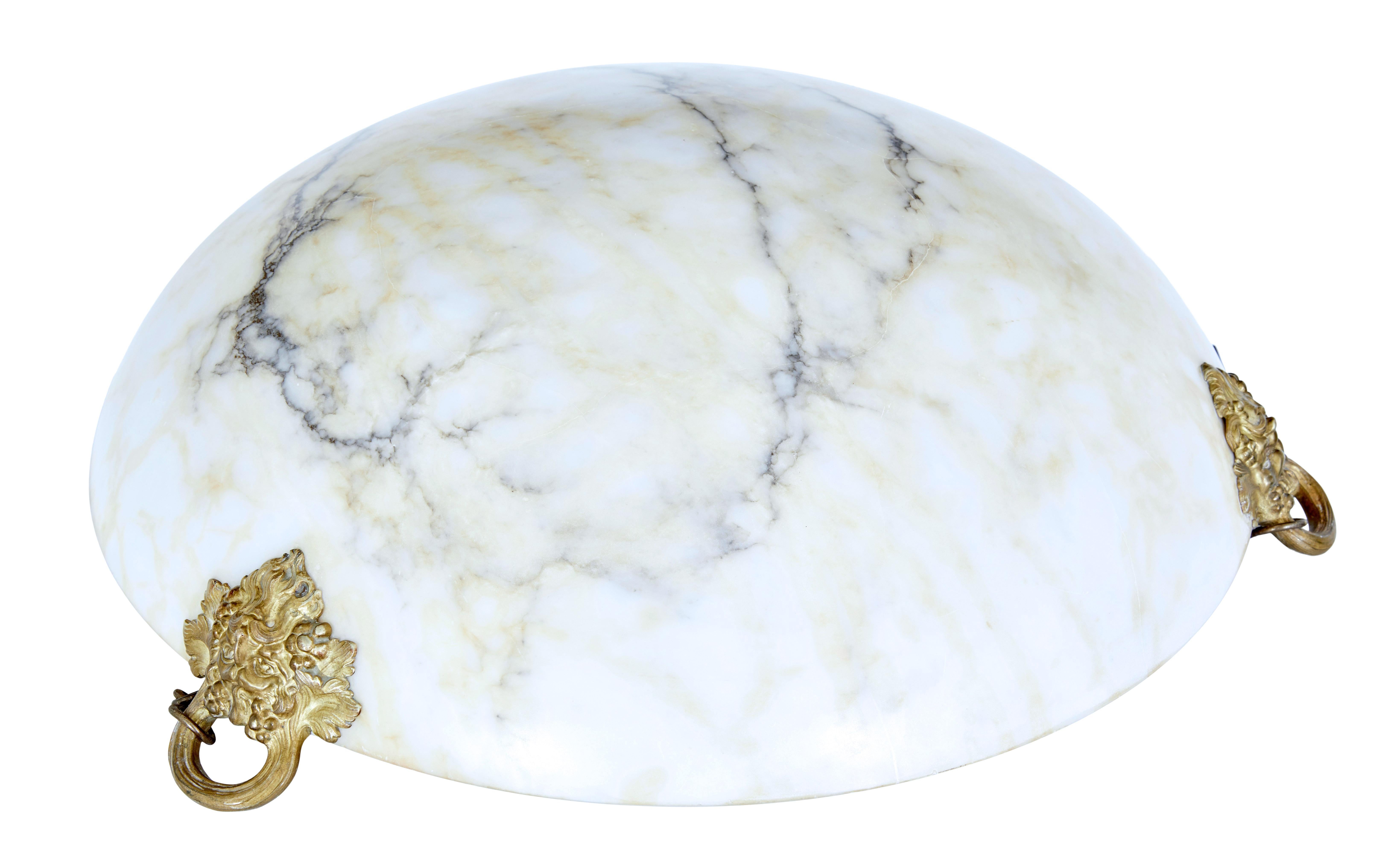 20th Century Art Deco Alabaster and Ormolu Pendant Light