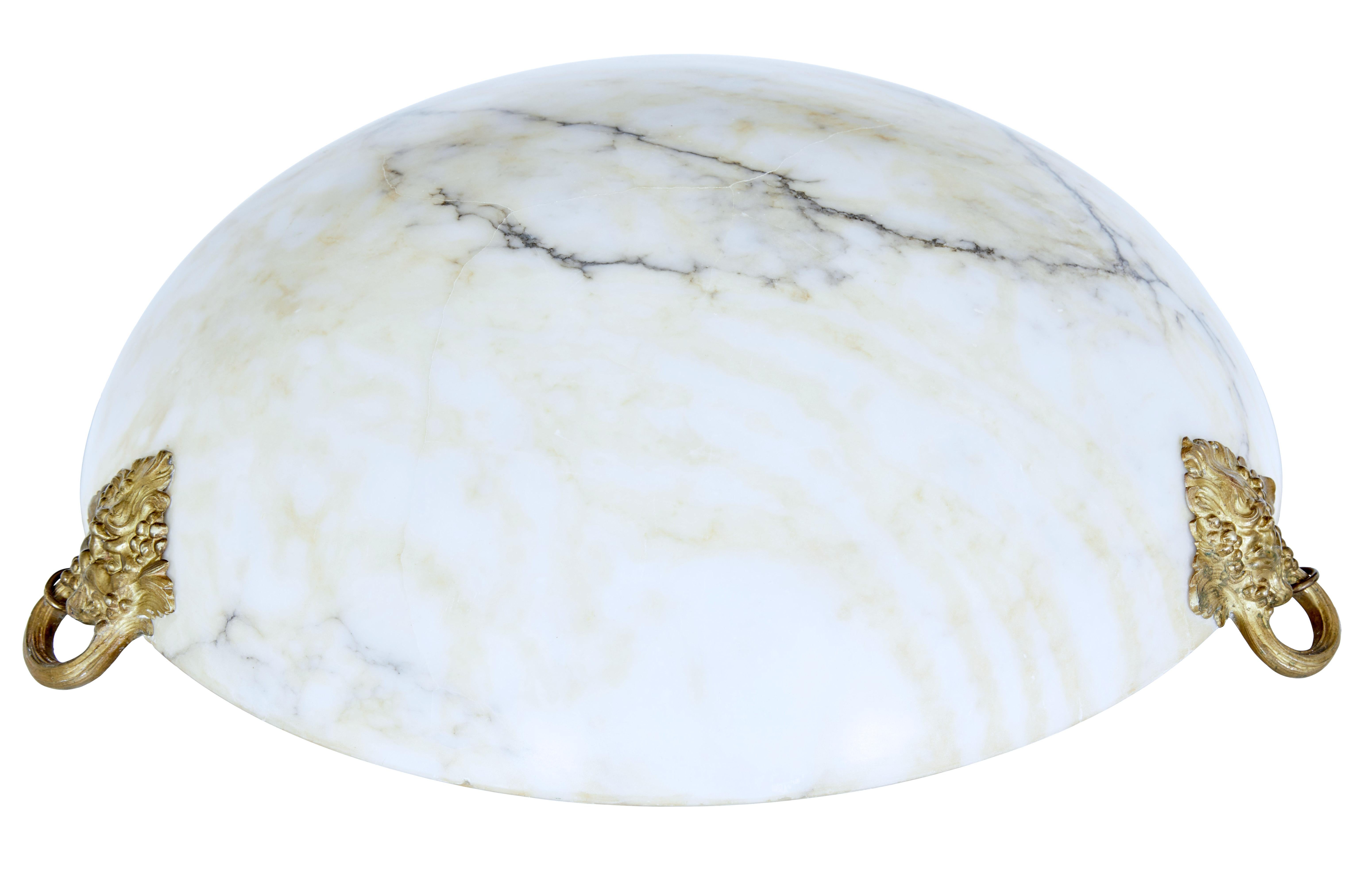 Art Deco Alabaster and Ormolu Pendant Light 1