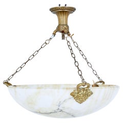 Art Deco Alabaster and Ormolu Pendant Light