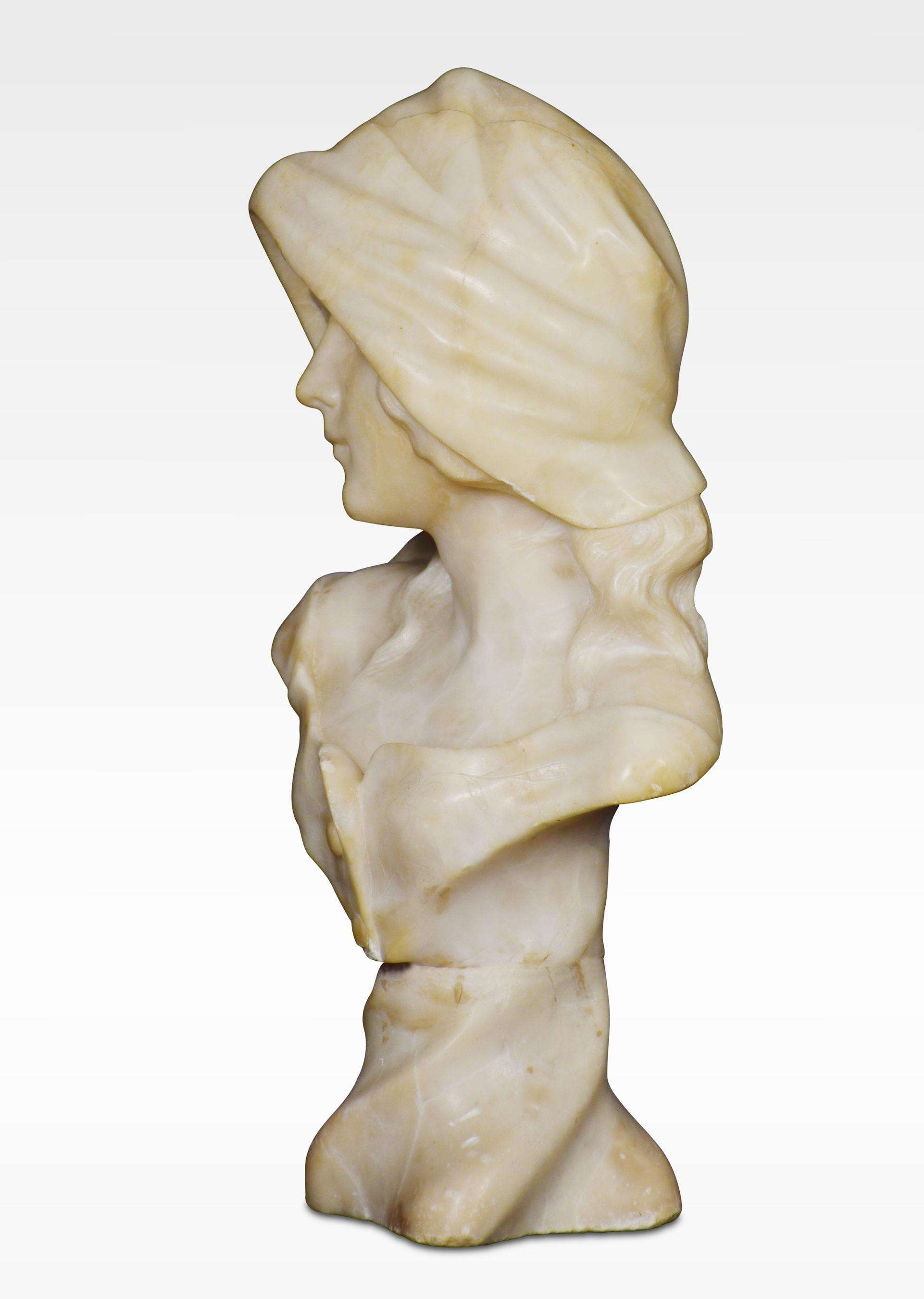 Art Deco Alabaster Bust In Good Condition In Cheshire, GB