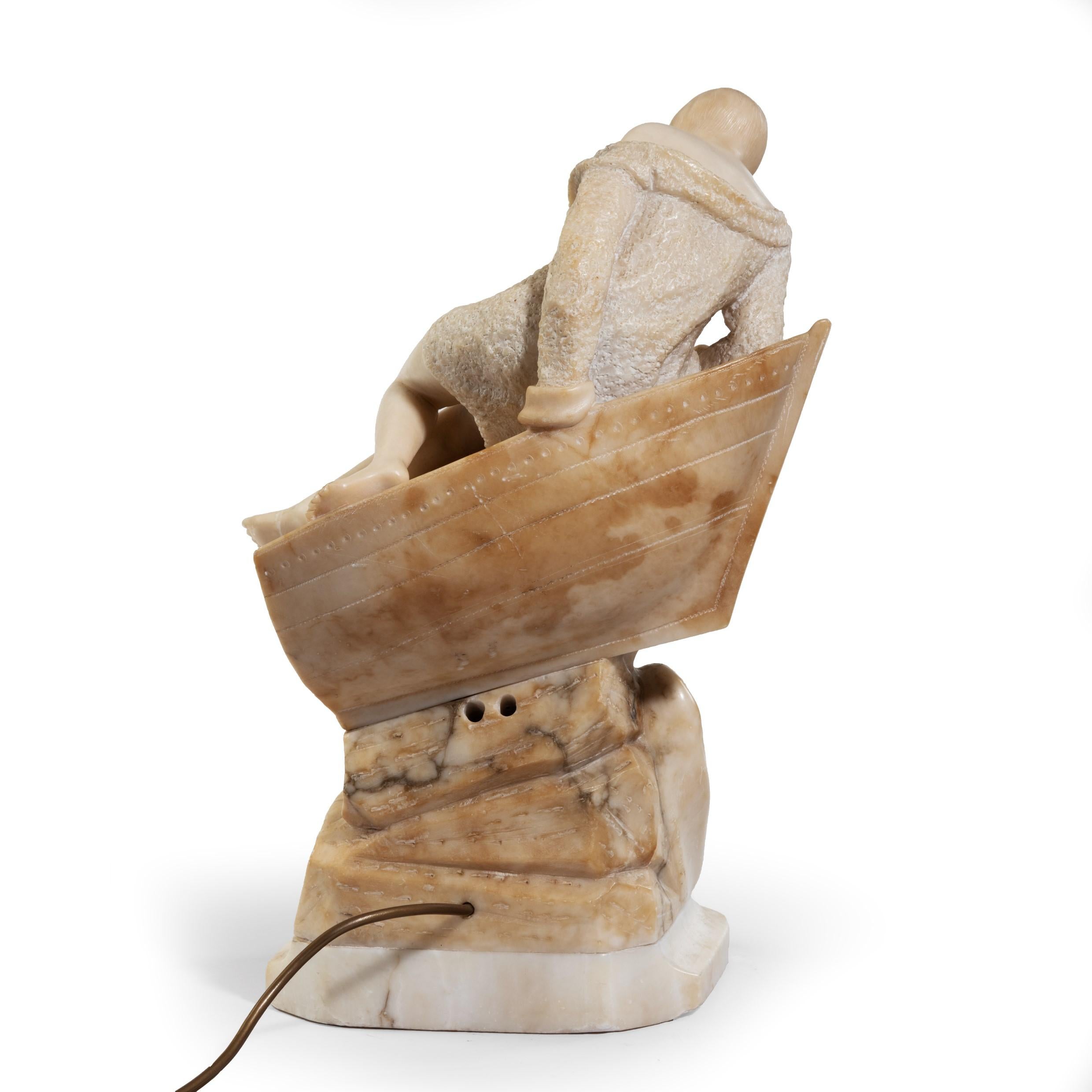 Inizio XX secolo Scultura in alabastro Art Carved di una ragazza vestita in modo succinto Inglese, circa 1920 in vendita