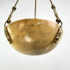 Art Deco Alabaster Ceiling Lamp Bronze, 1920s