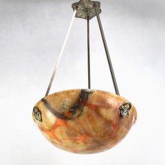 Art Deco Alabaster Ceiling Lamp, Nice Color, 1920s