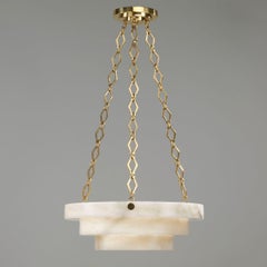 Art Deco Alabaster Chandelier - Brass Finish