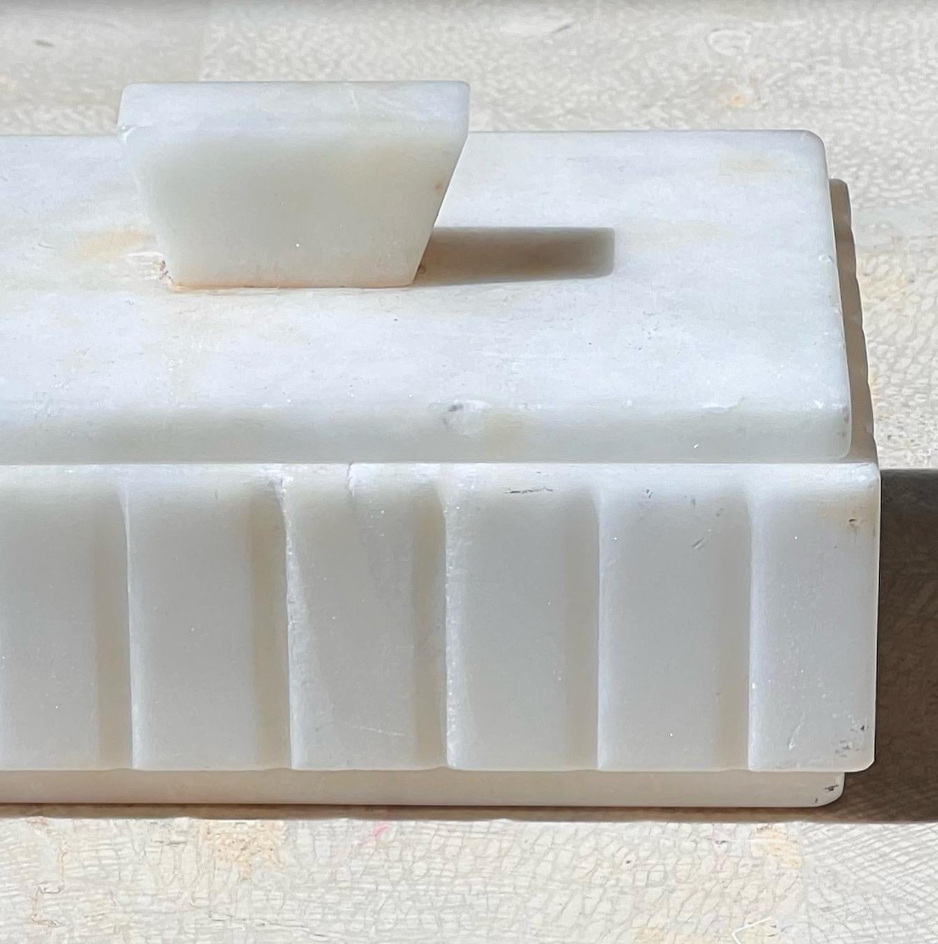 Art deco alabaster decorative trinket box, 20th century 6