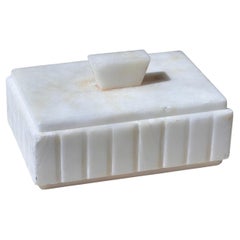 Art deco alabaster decorative trinket box, 20th century