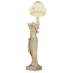 Antique Art Deco Alabaster Figural Lamp