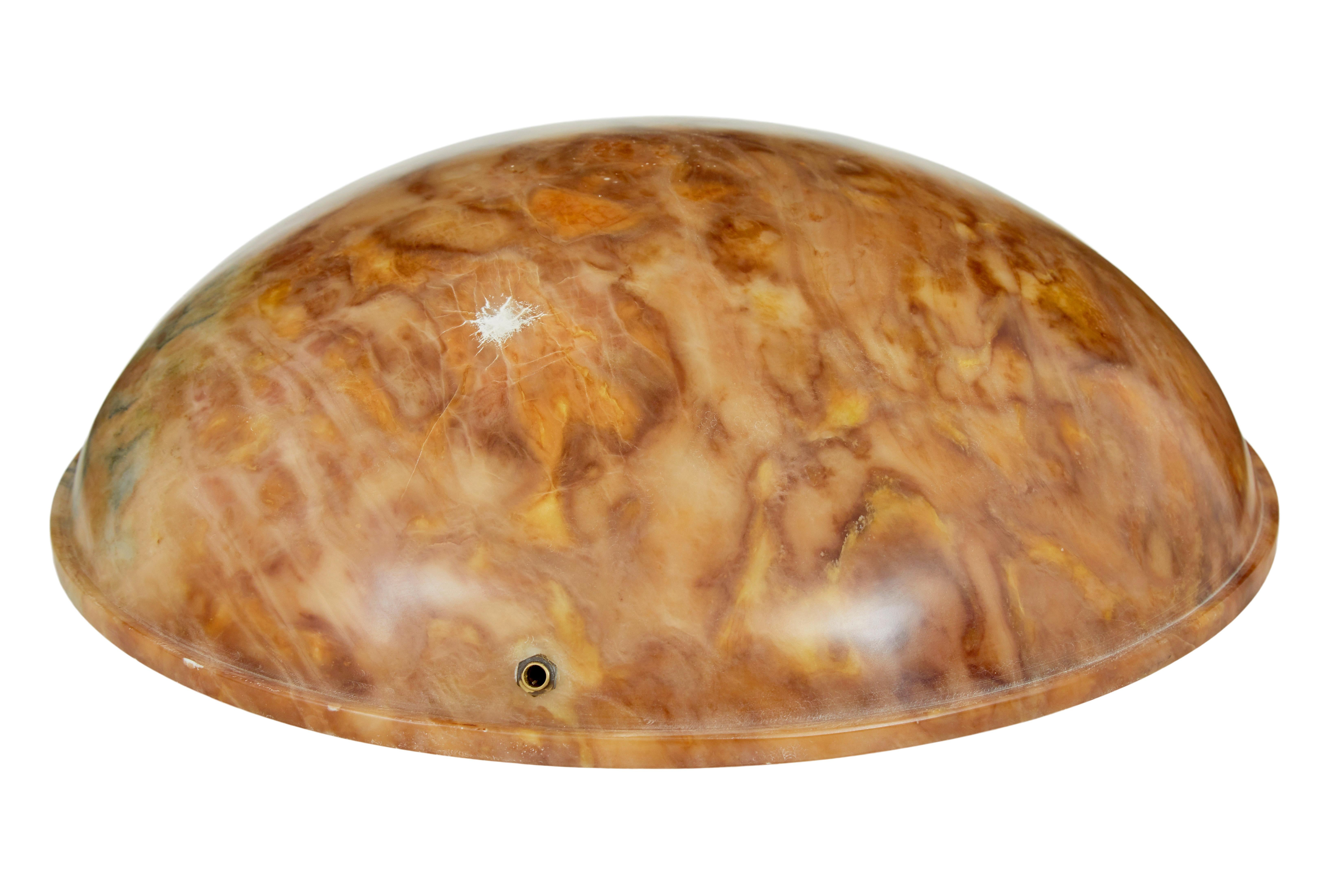 Art Deco alabaster hanging dish light In condizioni buone in vendita a Debenham, Suffolk