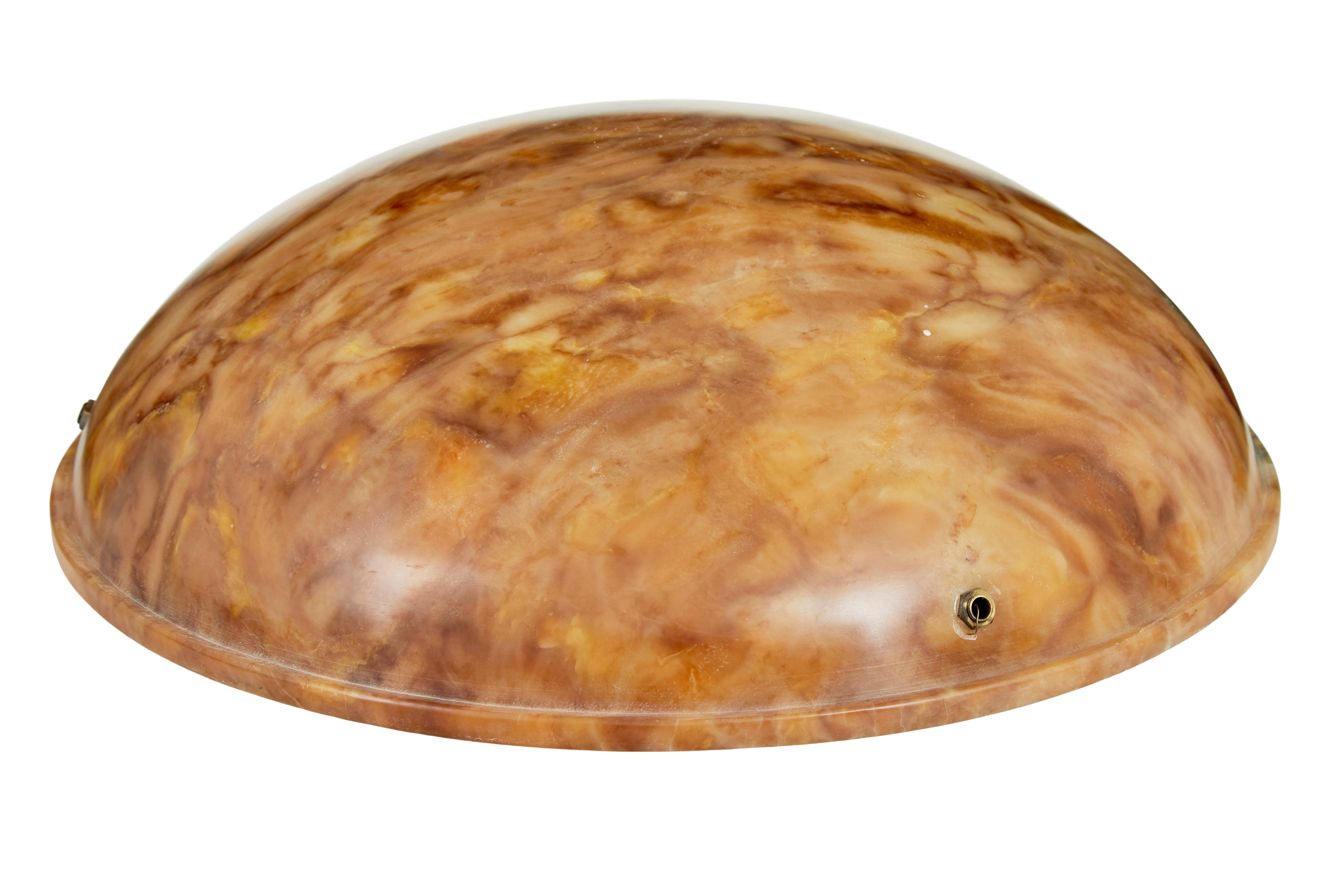 XX secolo Art Deco alabaster hanging dish light in vendita