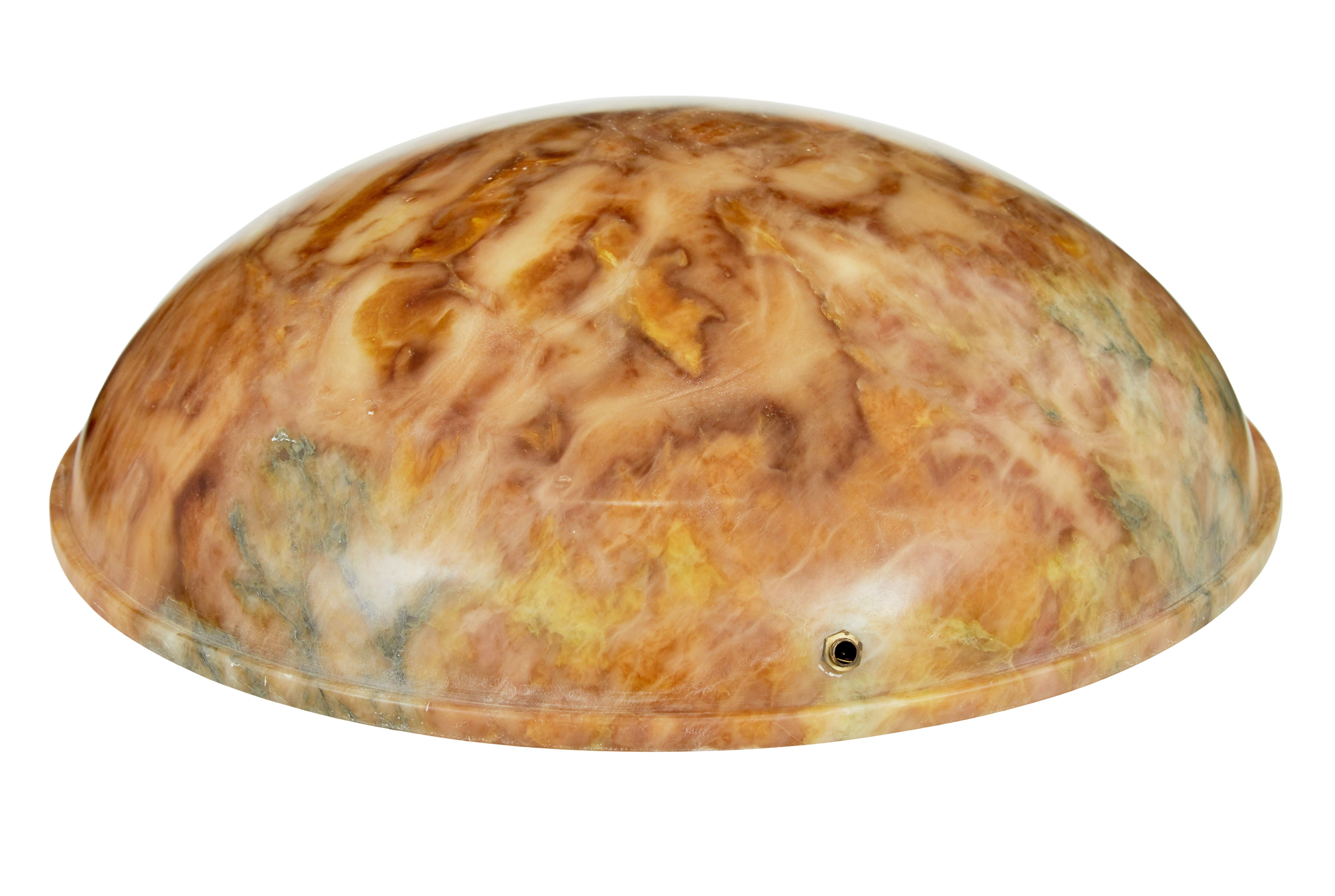 Alabastro Art Deco alabaster hanging dish light in vendita