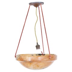 Art deco alabaster hanging dish light